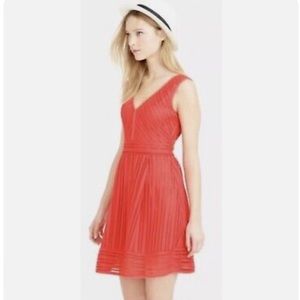 J.Crew Red Orange Lace Fit Flare Dress Size 00
